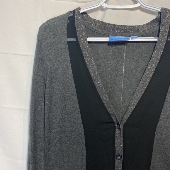 Simply Vera Wang Grey Sparkle Cardigan Sweater Size Large - Picture 3 of 5